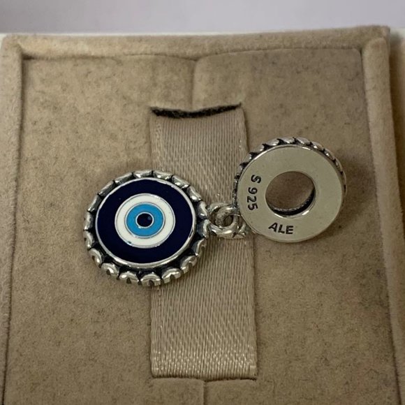 Pandora Evil Eye Charm Dangle Silver Pendant - Picture 2 of 4